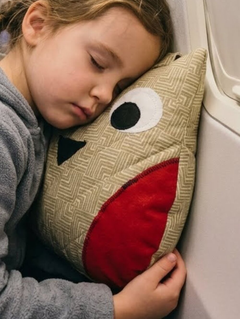 Handmade Children's Travel Pillow Cushion with Handle Toddlers Small Soft Owl